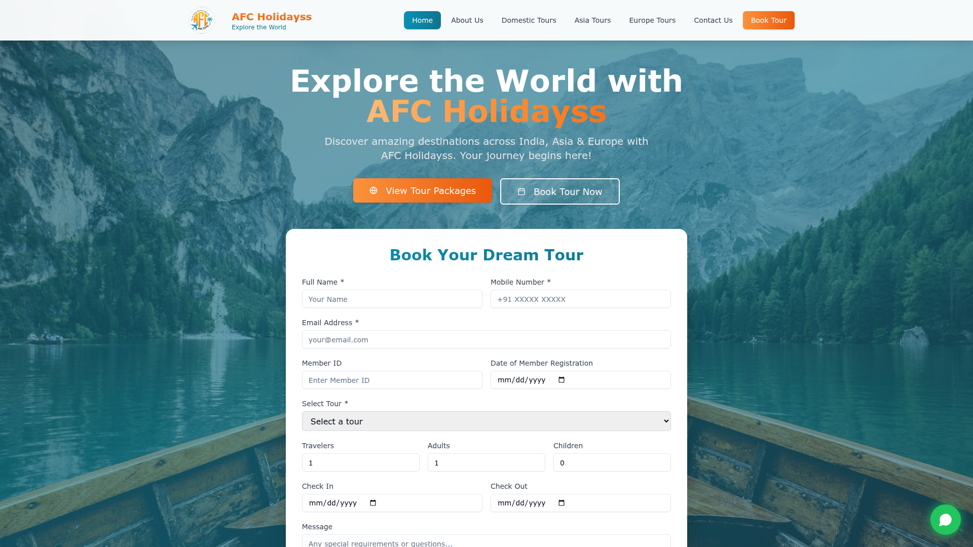 AFC Holidayss website