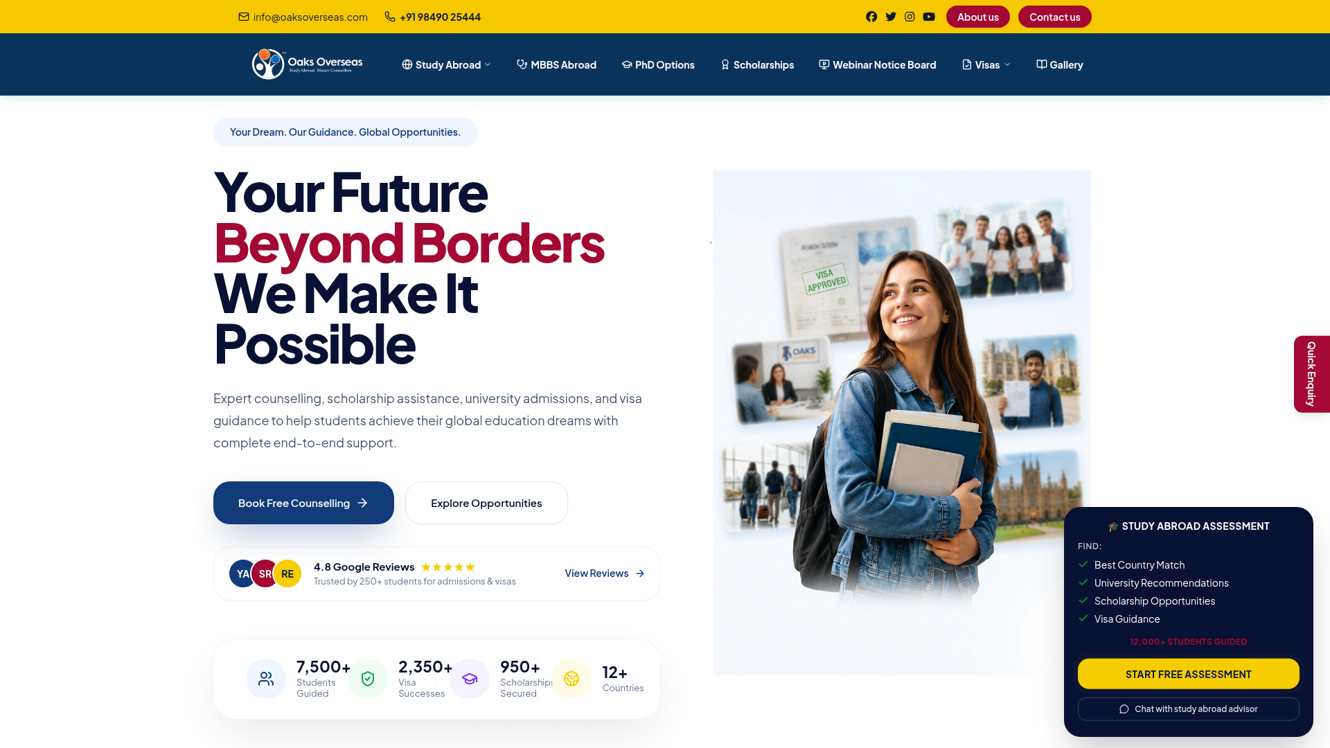 Oaks Overseas website